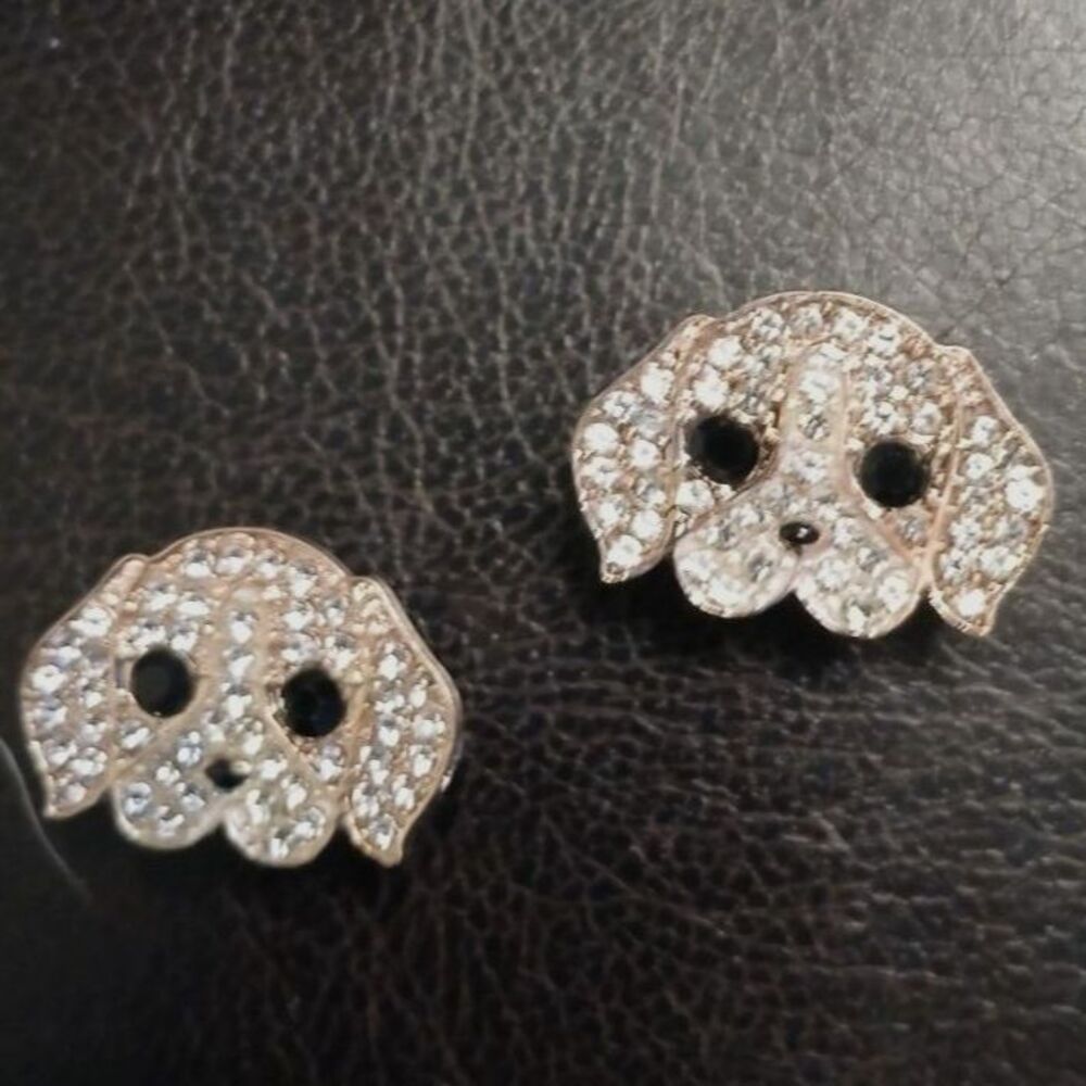 Adorable Rhinestone Dog Face Stud Earrings